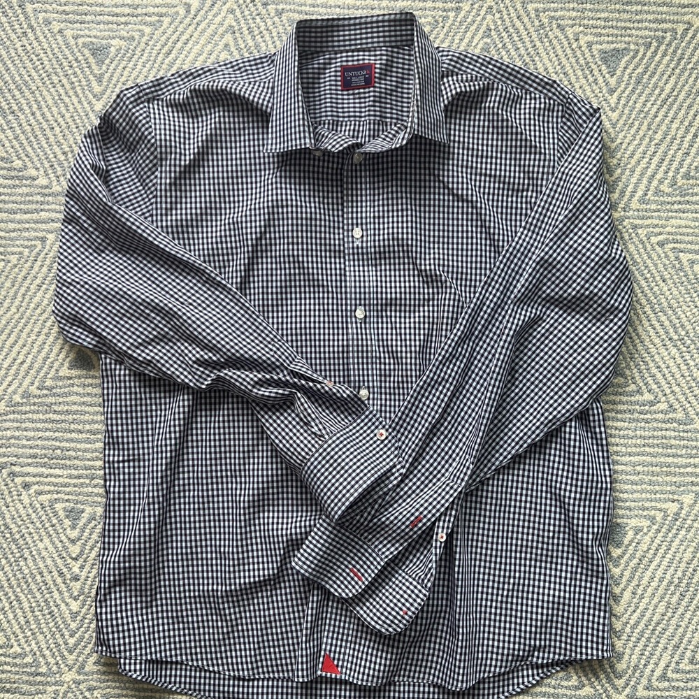 UNTUCKit Long Sleeve Button Shirt - Blue/Red/Blue -‎ XXL